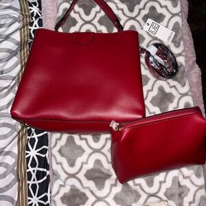 Urban Expressions Chic Red Tote Bag Set